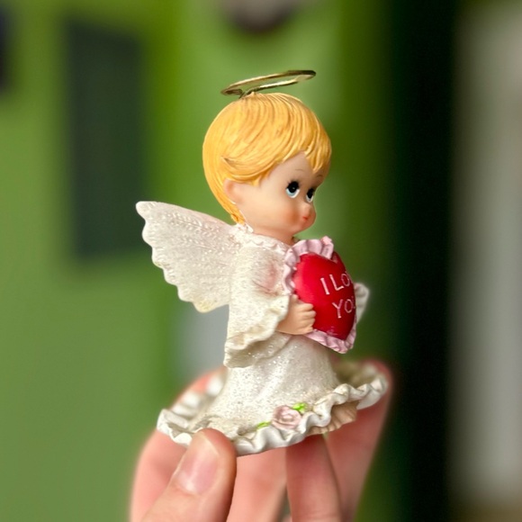 VTG Mini Dainty Angel Child Heart "I love You" Message Faith Based Figurine - Picture 3 of 9